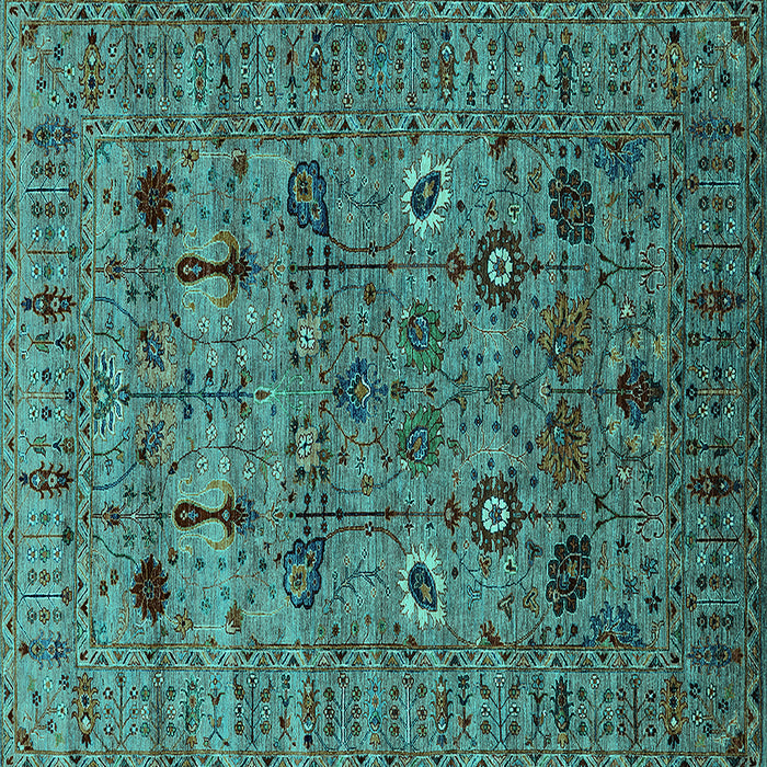 Square Machine Washable Oriental Turquoise Industrial Area Rugs, wshurb2399turq