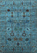 Machine Washable Oriental Light Blue Industrial Rug, wshurb2399lblu