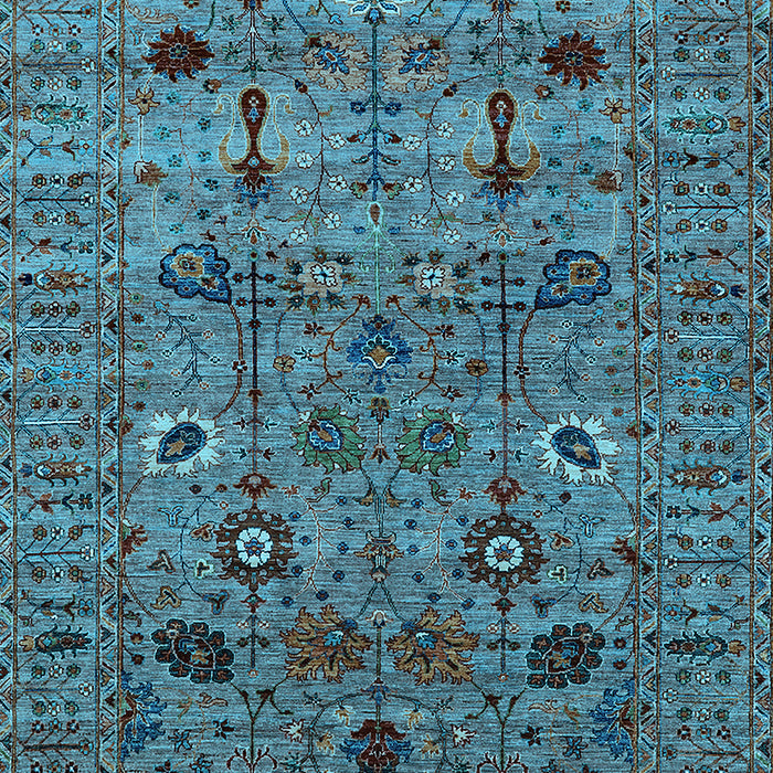 Machine Washable Oriental Light Blue Industrial Rug, wshurb2399lblu
