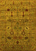 Machine Washable Oriental Yellow Industrial Rug, wshurb2399yw