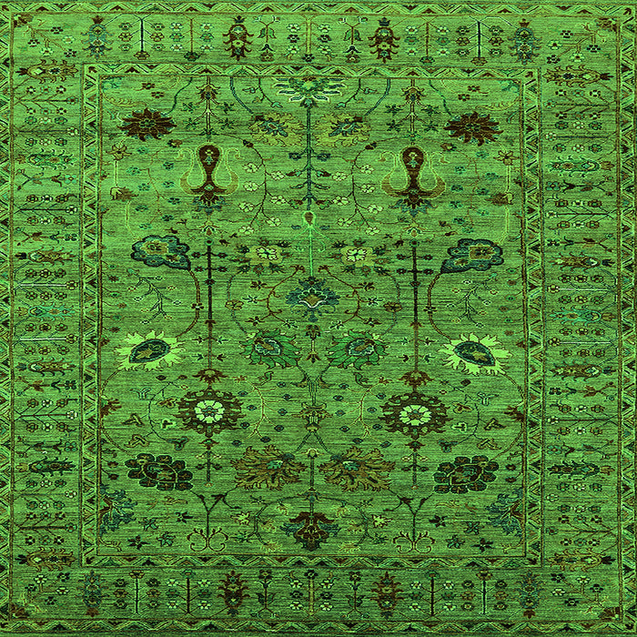 Square Machine Washable Oriental Green Industrial Area Rugs, wshurb2399grn