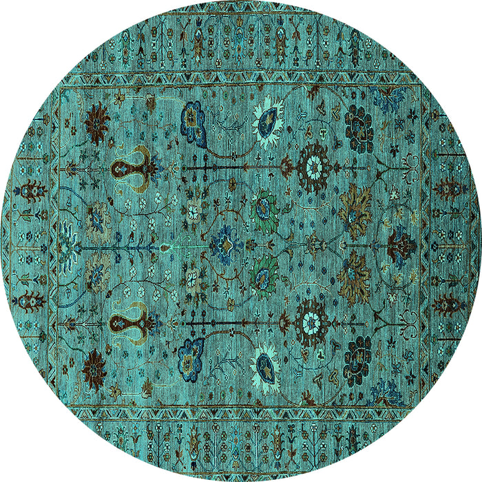 Round Oriental Turquoise Industrial Rug, urb2399turq