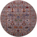 Round Mid-Century Modern Red Brown Oriental Rug, urb2399