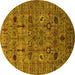 Round Oriental Yellow Industrial Rug, urb2399yw