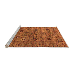 Sideview of Machine Washable Oriental Orange Industrial Area Rugs, wshurb2399org
