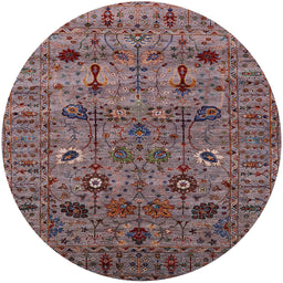 Round Machine Washable Industrial Modern Red Brown Rug, wshurb2399