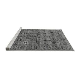 Sideview of Machine Washable Oriental Gray Industrial Rug, wshurb2399gry