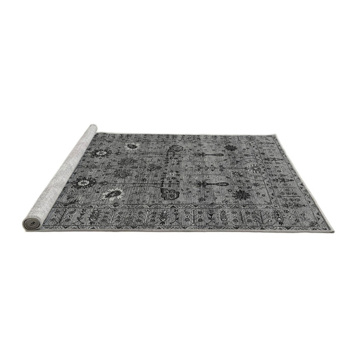 Sideview of Machine Washable Oriental Gray Industrial Rug, wshurb2399gry
