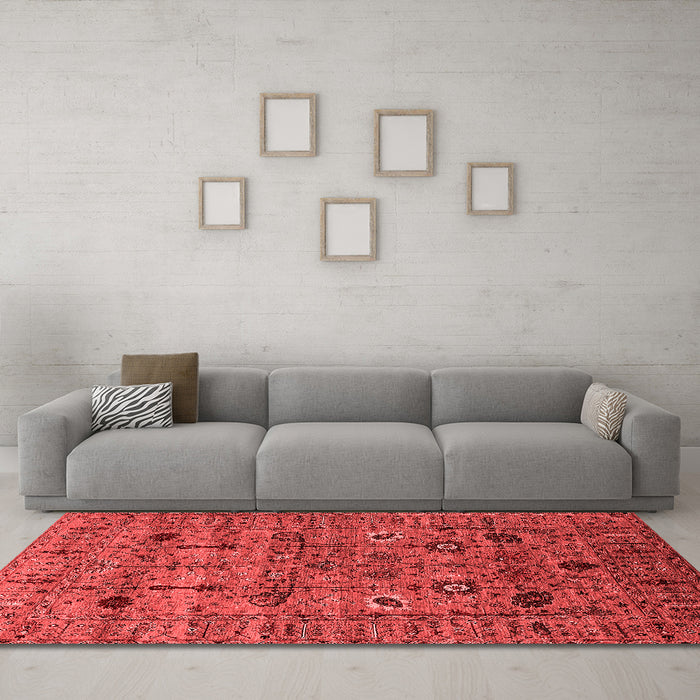 Industrial Red Washable Rugs
