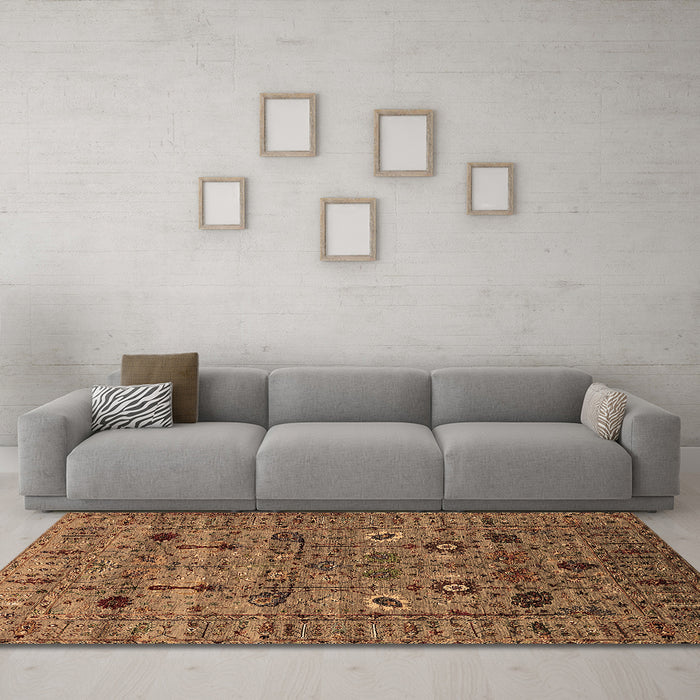 Machine Washable Oriental Brown Industrial Rug in a Living Room,, wshurb2399brn