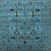 Square Machine Washable Oriental Light Blue Industrial Rug, wshurb2399lblu