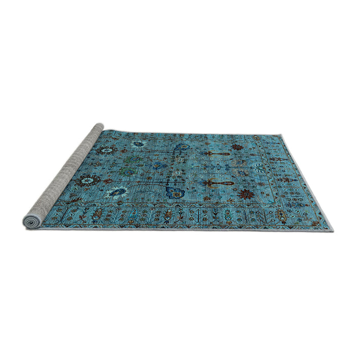 Sideview of Machine Washable Oriental Light Blue Industrial Rug, wshurb2399lblu