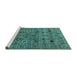 Sideview of Machine Washable Oriental Turquoise Industrial Area Rugs, wshurb2399turq