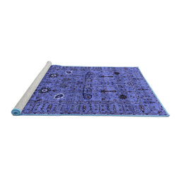 Sideview of Machine Washable Oriental Blue Industrial Rug, wshurb2399blu