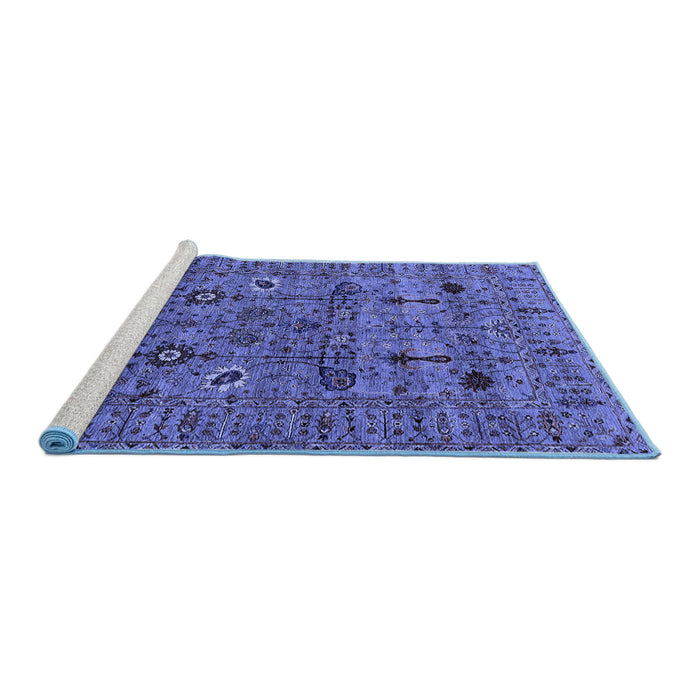 Sideview of Machine Washable Oriental Blue Industrial Rug, wshurb2399blu