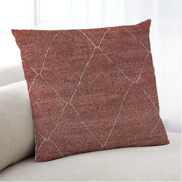 Lifestyle Image of Mid-Century Modern Urban Square Orange Throw Pillow, 18 inch by 18 inch, pwurb239