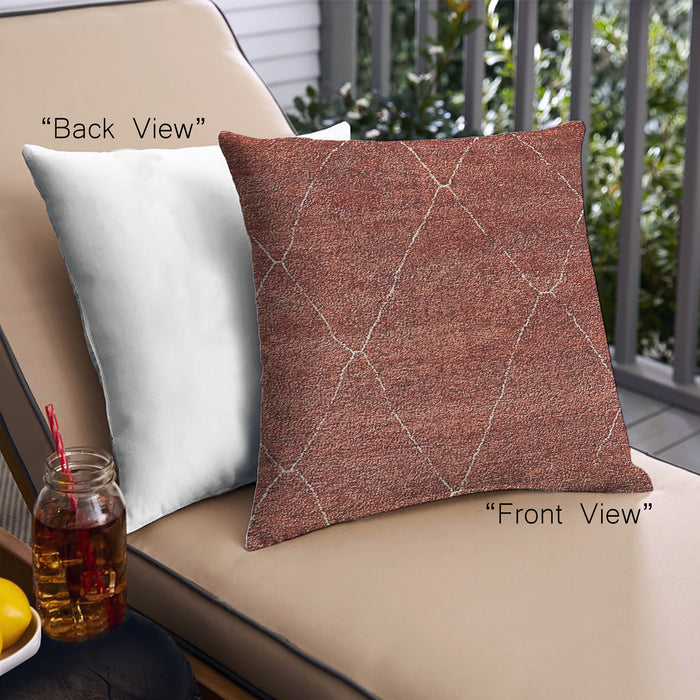 Front View of Mid-Century Modern Urban Square Orange Throw Pillow, 18 inch by 18 inch, pwurb239
