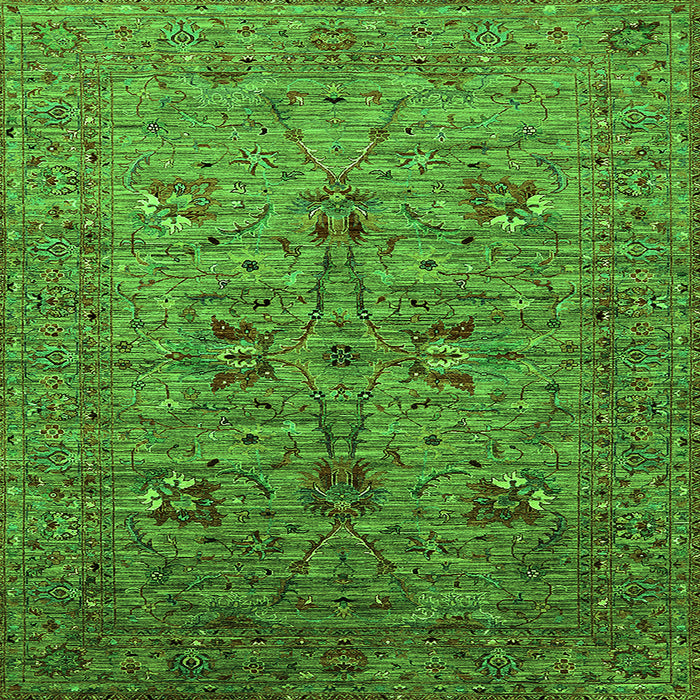 Square Machine Washable Oriental Green Industrial Area Rugs, wshurb2400grn