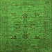 Square Machine Washable Oriental Green Industrial Area Rugs, wshurb2400grn