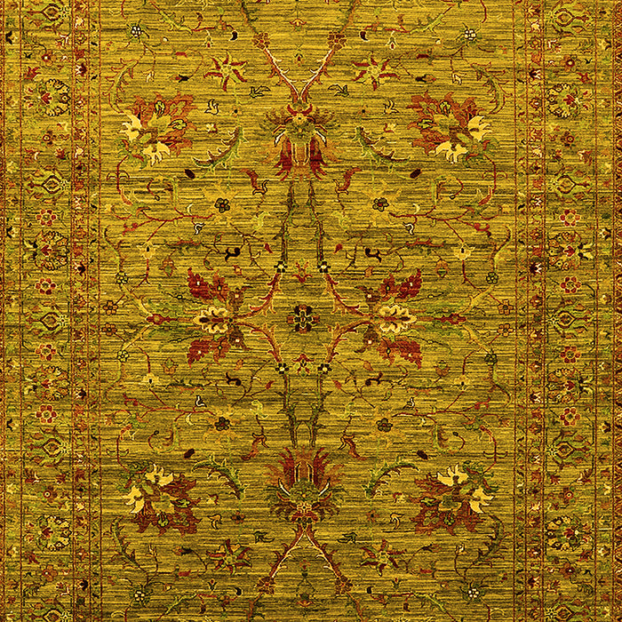 Machine Washable Oriental Yellow Industrial Rug, wshurb2400yw