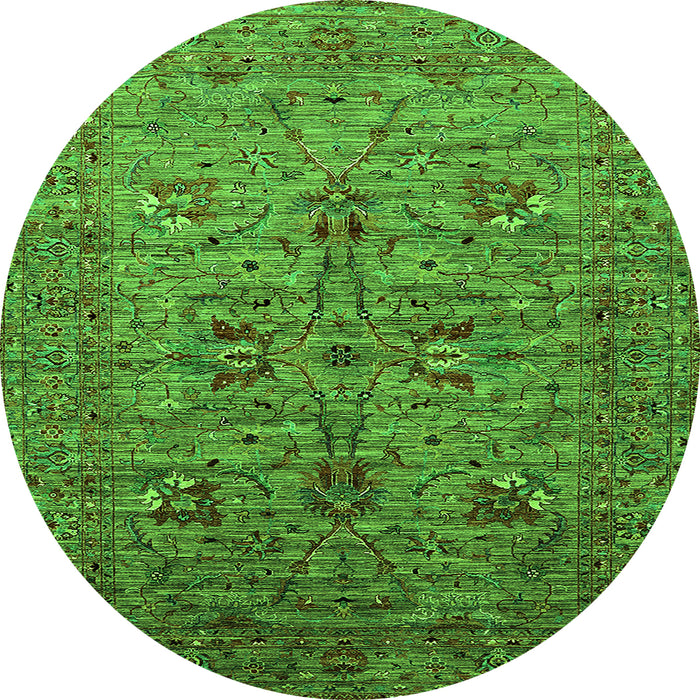 Round Oriental Green Industrial Rug, urb2400grn