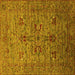 Square Machine Washable Oriental Yellow Industrial Rug, wshurb2400yw