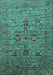 Machine Washable Oriental Turquoise Industrial Area Rugs, wshurb2400turq