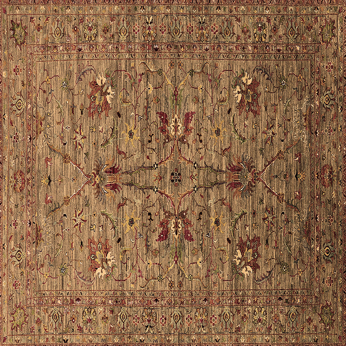 Square Machine Washable Oriental Brown Industrial Rug, wshurb2400brn