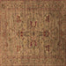 Square Machine Washable Oriental Brown Industrial Rug, wshurb2400brn