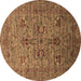 Round Oriental Brown Industrial Rug, urb2400brn