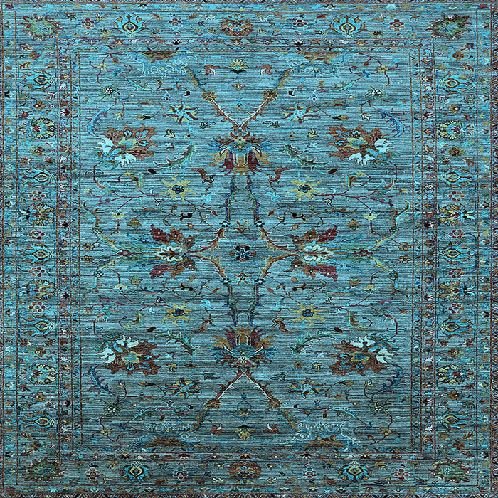 Square Oriental Light Blue Industrial Rug, urb2400lblu