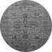 Round Machine Washable Oriental Gray Industrial Rug, wshurb2400gry