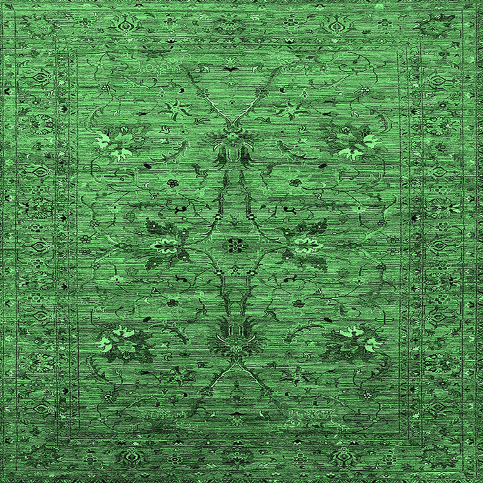 Square Machine Washable Oriental Emerald Green Industrial Area Rugs, wshurb2400emgrn