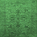 Square Machine Washable Oriental Emerald Green Industrial Area Rugs, wshurb2400emgrn