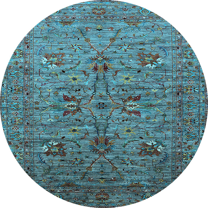 Round Oriental Light Blue Industrial Rug, urb2400lblu