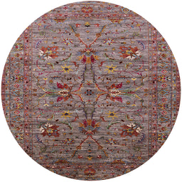 Round Mid-Century Modern Pink Oriental Rug, urb2400
