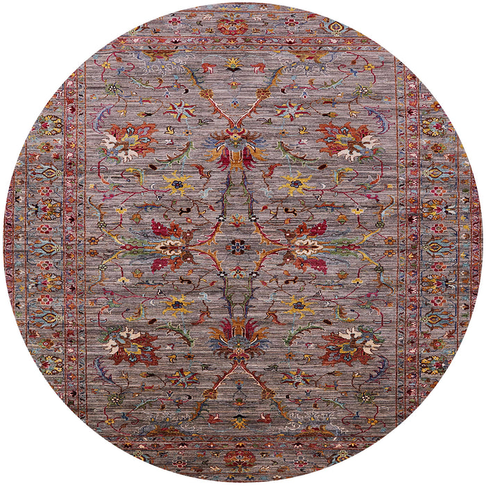 Round Mid-Century Modern Pink Oriental Rug, urb2400