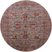 Round Mid-Century Modern Pink Oriental Rug, urb2400