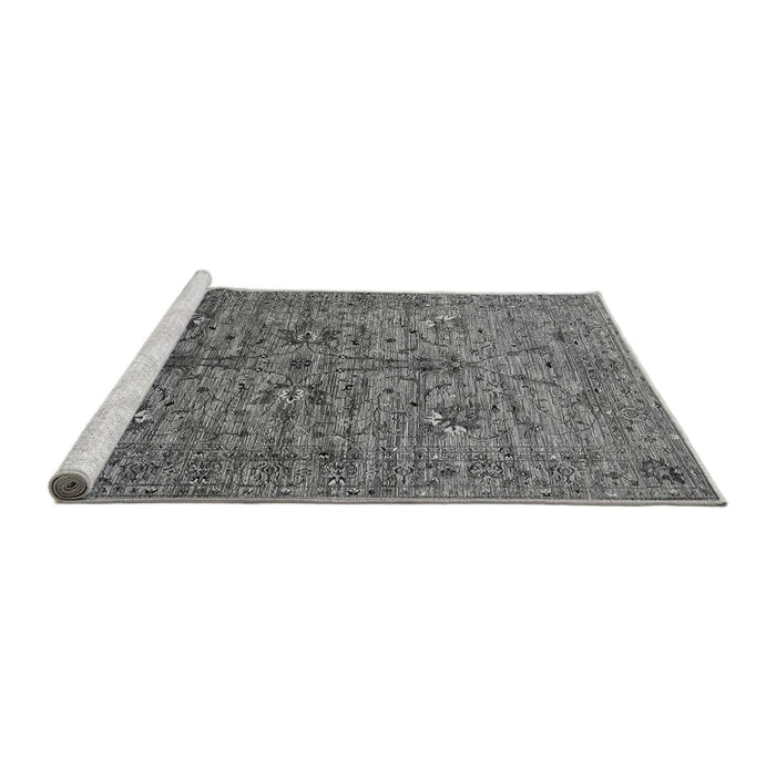 Sideview of Machine Washable Oriental Gray Industrial Rug, wshurb2400gry