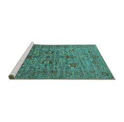 Sideview of Machine Washable Oriental Turquoise Industrial Area Rugs, wshurb2400turq