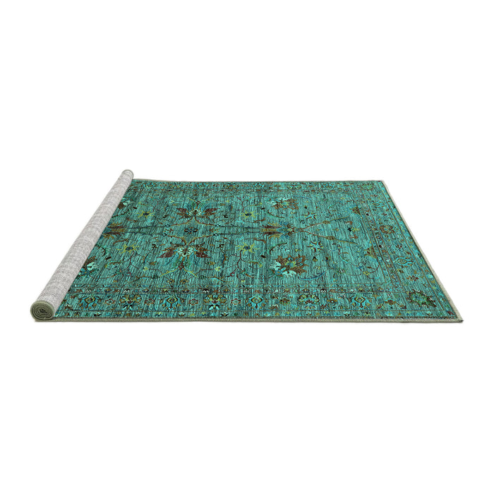 Sideview of Machine Washable Oriental Turquoise Industrial Area Rugs, wshurb2400turq