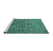 Sideview of Machine Washable Oriental Turquoise Industrial Area Rugs, wshurb2400turq