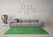 Machine Washable Oriental Emerald Green Industrial Area Rugs in a Living Room,, wshurb2400emgrn