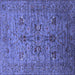 Square Machine Washable Oriental Blue Industrial Rug, wshurb2400blu