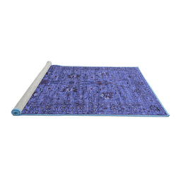 Sideview of Machine Washable Oriental Blue Industrial Rug, wshurb2400blu