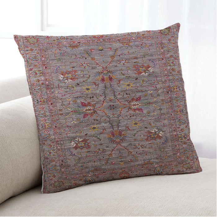 Lifestyle Image of Mid-Century Modern Urban Square Rosy Pink Throw Pillow, 18 inch by 18 inch, pwurb2400