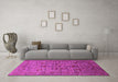 Machine Washable Oriental Pink Industrial Rug in a Living Room, wshurb2400pnk