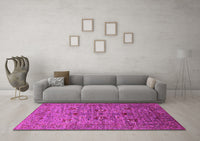 Machine Washable Oriental Pink Industrial Rug, wshurb2400pnk