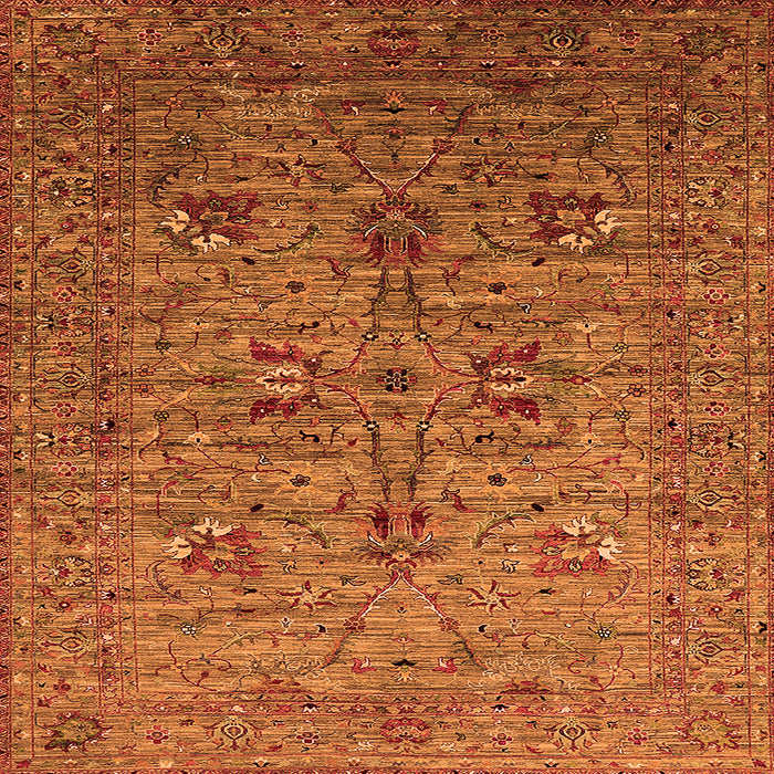 Square Machine Washable Oriental Orange Industrial Area Rugs, wshurb2400org