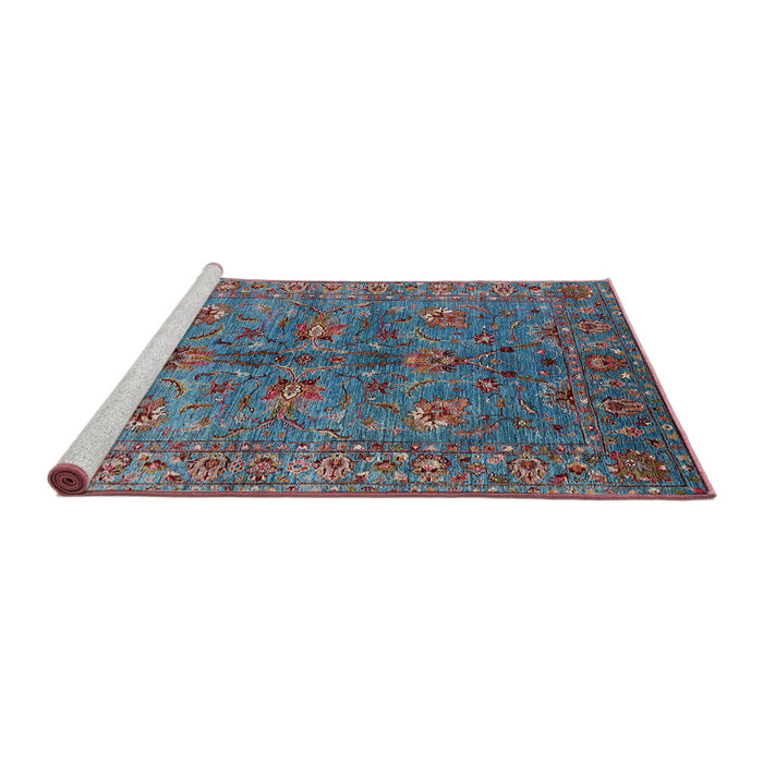 Sideview of Machine Washable Industrial Modern Koi Blue Rug, wshurb2401
